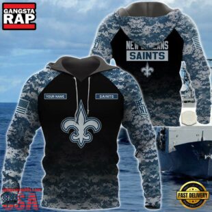 New Orleans Saints U.S. Navy NWU Camouflage Cutsom Name Hoodie