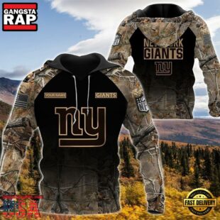 New York Giants Personalized Your Name Hunting Camo Hoodie