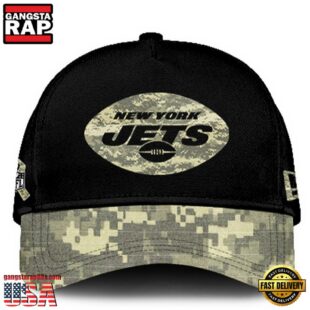 New York Jets 2024 Salute to Service Club Black Camo Cap Gift For Veteran