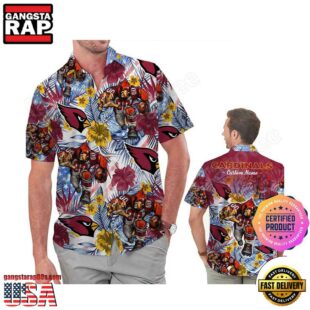 NFL Arizona Cardinals America Flag Tropical Floral Custom Hawaiian Shirt