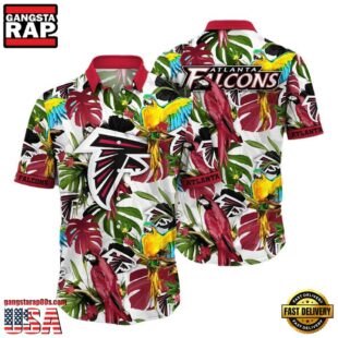 NFL Atlanta Falcons Parrots Tropical Flower Hawaiian Shirt