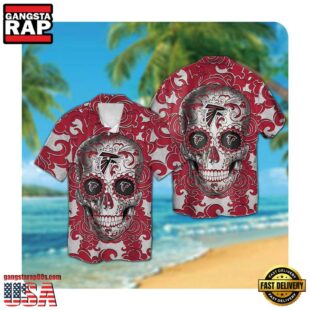 NFL Atlanta Falcons Sugar Skull Button Up Hawaii Shirt