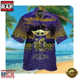 NFL Baltimore Ravens And x Baby Yoda Hawaii Shirt Summer Button Up Shirt