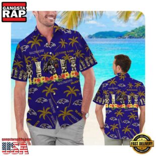 NFL Baltimore Ravens Custom Name Hawaii Shirt Summer Button Up Shirt