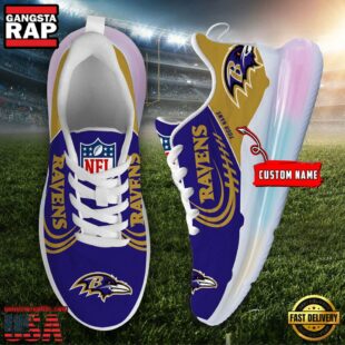 NFL Baltimore Ravens Custom Rainbow Atmospheric Cushion Running Shoes, Women's Sneaker