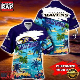 NFL Baltimore Ravens Summer Button Up Hawaii Shirt