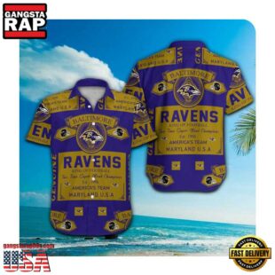 NFL Baltimore Ravens Summer Button Up New Hawaii Shirt