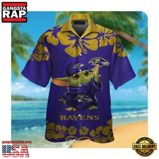 NFL Baltimore Ravens x Baby Yoda Hawaii Shirt Summer Button Up Shirt