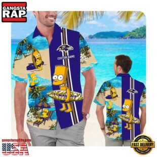 NFL Baltimore Ravens x Simpsons Custom Name Summer Hawaii Shirt