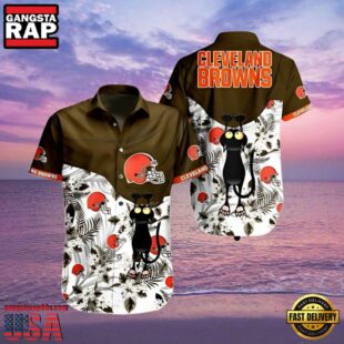 NFL Browns Hawaiian Shirt Cat Craze