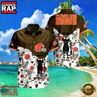 NFL Browns Hawaiian Shirt Cat Craze