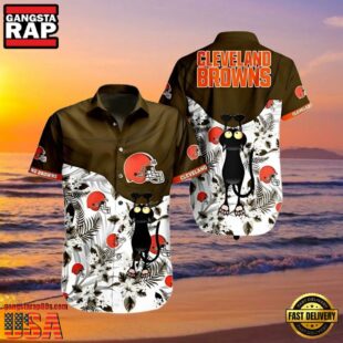 NFL Browns Hawaiian Shirt Cat Craze