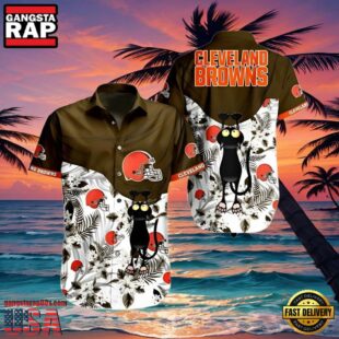 NFL Browns Hawaiian Shirt Cat Craze