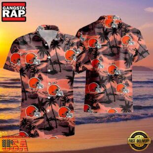 NFL Browns Hawaiian Shirt Mens Sunset Beach Design