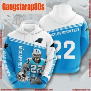 NFL Carolina Panthers Christian McCaffrey White Blue Light 3D Hoodie Shirt