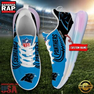 NFL Carolina Panthers Custom Rainbow Atmospheric Cushion Running Shoes, Women's Sneaker