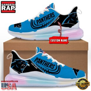 NFL Carolina Panthers Custom Rainbow Atmospheric Cushion Running Shoes, Women's Sneaker