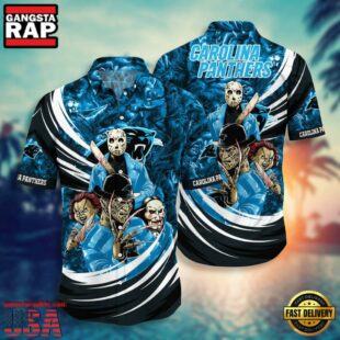 NFL Carolina Panthers Halloween Horror Movies Summer Hawaiian Shirts