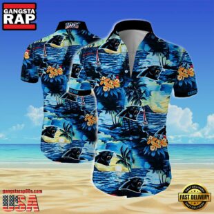 NFL Carolina panthers Summer Short Sleeve Hawaiian Beach Shirt