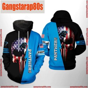 NFL Carolina Panthers US Flag Skull Team 3D Printed Hoodie Shirt