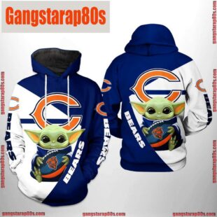 NFL Chicago Bears Baby Yoda Team 3D Printed Hoodie Shirt