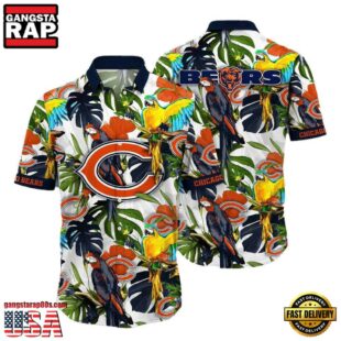 NFL Chicago Bears Parrots Tropical Flower Hawaiian Shirt