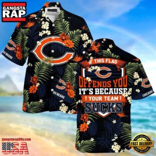 NFL Chicago Bears Summer Beach Hawaiian Button Up Shirt With Tropical Patterns