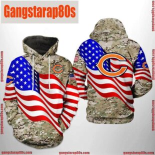 NFL Chicago Bears US Flag Camo Veteran Team 3D Printed Hoodie Shirt