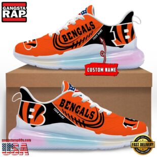 NFL Cincinnati Bengals Custom Rainbow Atmospheric Cushion Running Shoes, Women's Sneaker