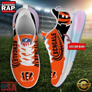 NFL Cincinnati Bengals Custom Rainbow Atmospheric Cushion Running Shoes, Women's Sneaker