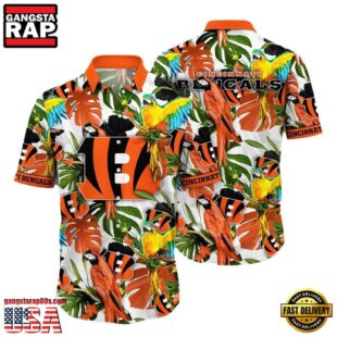 NFL Cincinnati Bengals Parrots Tropical Flower Hawaiian Shirt