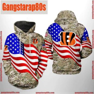 NFL Cincinnati Bengals US Flag Camo Veteran Team 3D Printed Hoodie Shirt