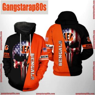 NFL Cincinnati Bengals US Flag Skull Team 3D Printed Hoodie Shirt