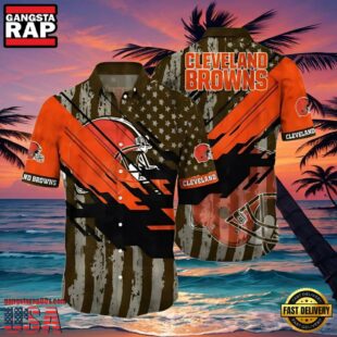 NFL Cleveland Brown Hawaiian Shirt Flag Wave