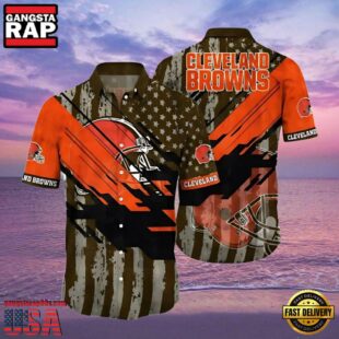 NFL Cleveland Brown Hawaiian Shirt Flag Wave