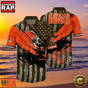 NFL Cleveland Brown Hawaiian Shirt Flag Wave