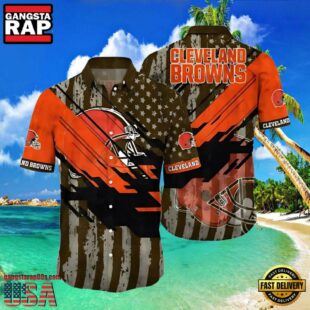 NFL Cleveland Brown Hawaiian Shirt Flag Wave