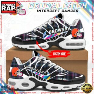 NFL Cleveland Browns Crucial Catch Intercept Cancer Air Max Plus Shoes Sneaker