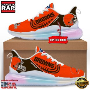 NFL Cleveland Browns Custom Rainbow Atmospheric Cushion Running Shoes, Women's Sneaker