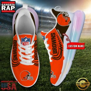 NFL Cleveland Browns Custom Rainbow Atmospheric Cushion Running Shoes, Women's Sneaker