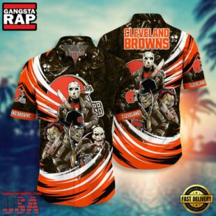 NFL Cleveland Browns Halloween Horror Movies Summer Hawaiian Shirts