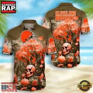 NFL Cleveland Browns Skull Pumpkin Halloween Hawaiian Shirt