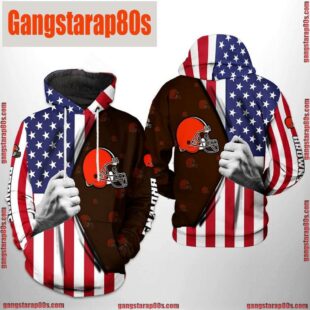 NFL Cleveland Browns US Flag Team 3D Printed Hoodie Shirt