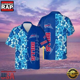 NFL Custom Bills Summer Hawaiian Shirt Women Blue Flower