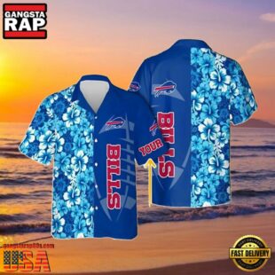 NFL Custom Bills Summer Hawaiian Shirt Women Blue Flower