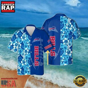 NFL Custom Bills Summer Hawaiian Shirt Women Blue Flower