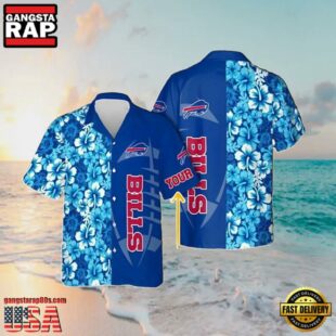 NFL Custom Bills Summer Hawaiian Shirt Women Blue Flower