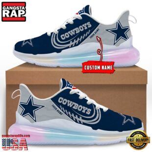 NFL Dallas Cowboys Custom Rainbow Atmospheric Cushion Running Shoes, Women's Sneaker