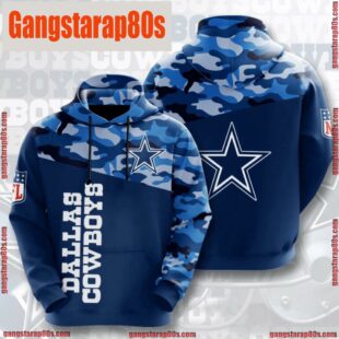 NFL Dallas Cowboys Navy Camoflage 3D Hoodie Shirt