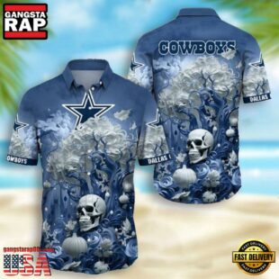 NFL Dallas Cowboys Skull Pumpkin Halloween Hawaiian Shirt